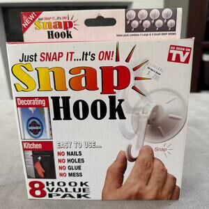 Snap Hook 8 Piece Vacuum Suction Hooks 4 Large 4 Small As Seen on TV NEW